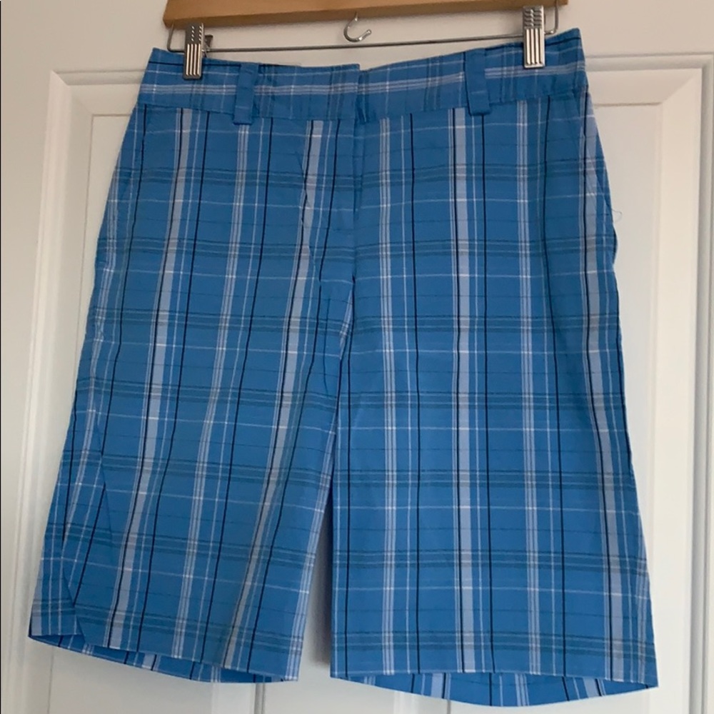 Blue plaid Izod golf shorts